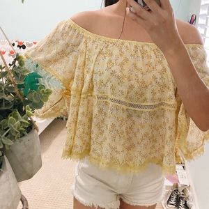 Max studio yellow floral top